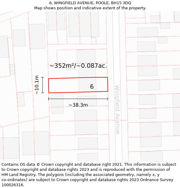 6, WINGFIELD AVENUE, POOLE, BH15 3DQ: Plot and title map