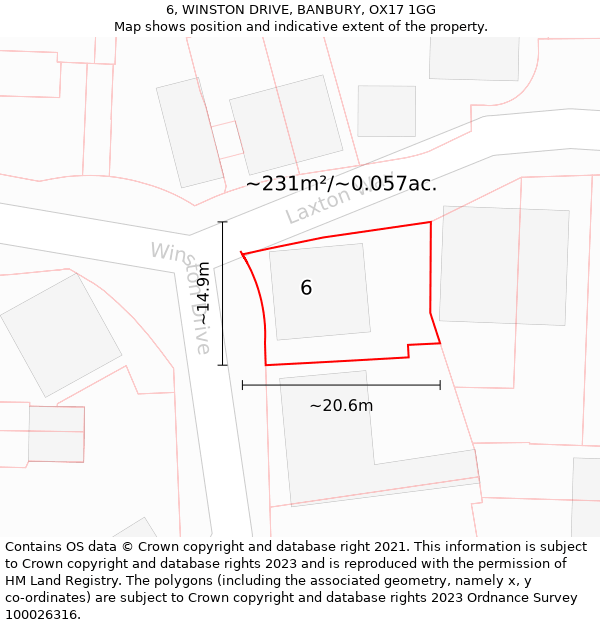 6, WINSTON DRIVE, BANBURY, OX17 1GG: Plot and title map