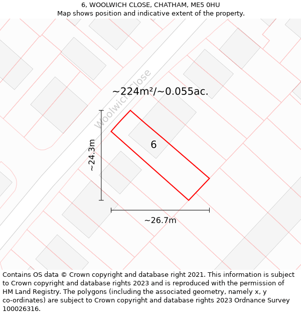 6, WOOLWICH CLOSE, CHATHAM, ME5 0HU: Plot and title map