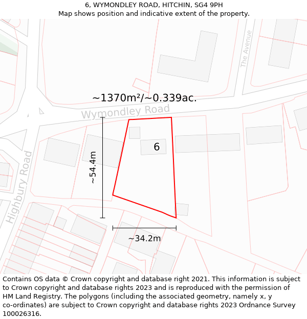 6, WYMONDLEY ROAD, HITCHIN, SG4 9PH: Plot and title map