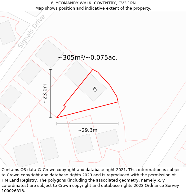 6, YEOMANRY WALK, COVENTRY, CV3 1PN: Plot and title map