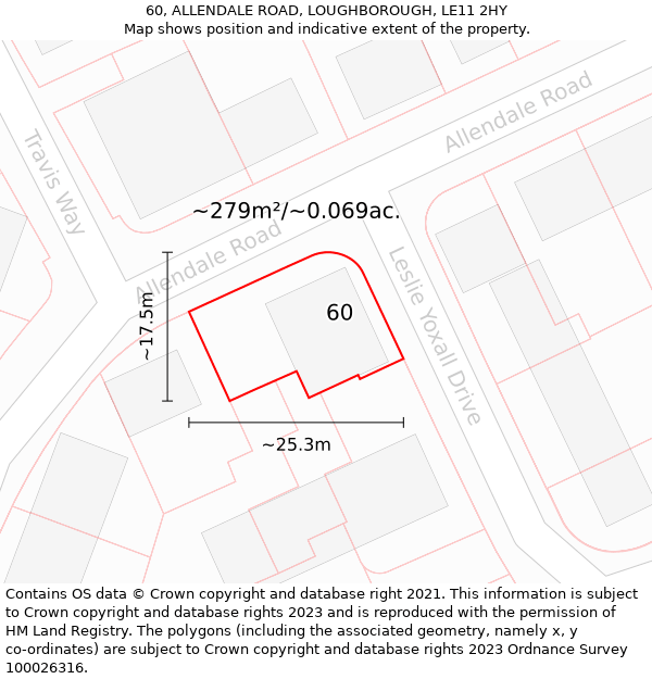 60, ALLENDALE ROAD, LOUGHBOROUGH, LE11 2HY: Plot and title map