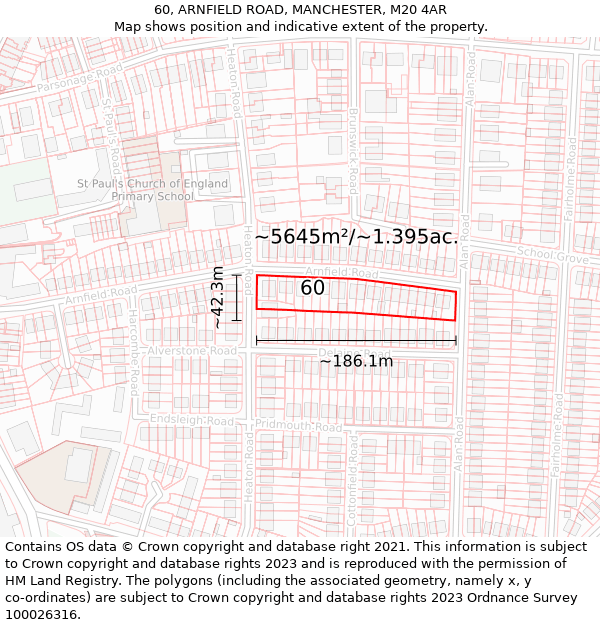 60, ARNFIELD ROAD, MANCHESTER, M20 4AR: Plot and title map