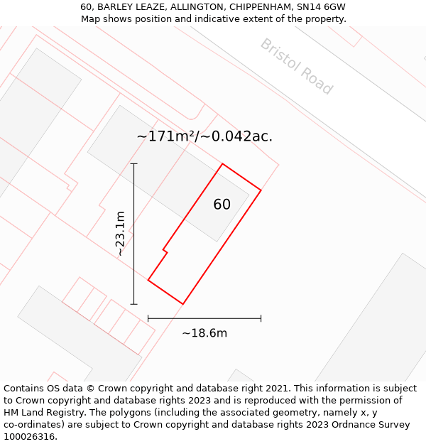 60, BARLEY LEAZE, ALLINGTON, CHIPPENHAM, SN14 6GW: Plot and title map