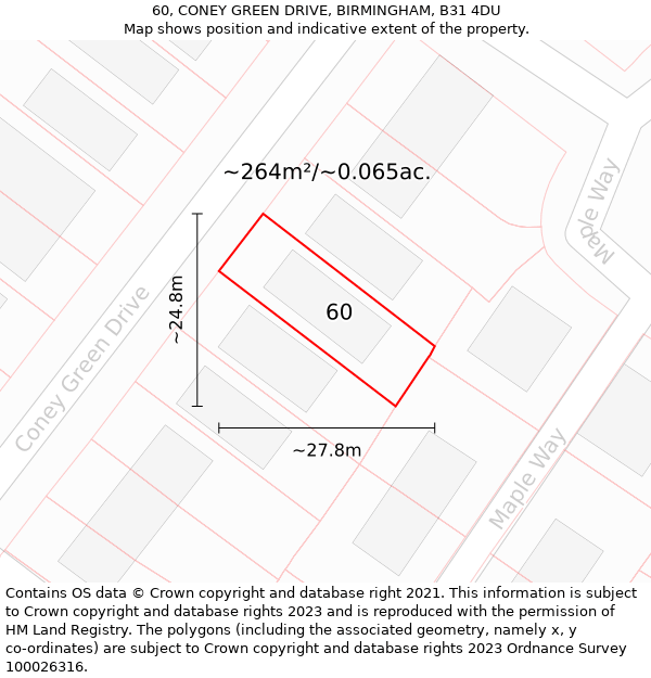 60, CONEY GREEN DRIVE, BIRMINGHAM, B31 4DU: Plot and title map