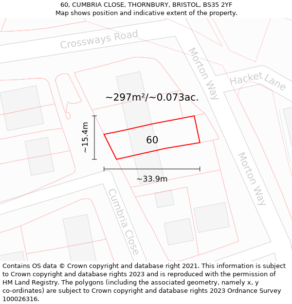 60, CUMBRIA CLOSE, THORNBURY, BRISTOL, BS35 2YF: Plot and title map