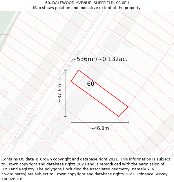 60, DALEWOOD AVENUE, SHEFFIELD, S8 0EH: Plot and title map