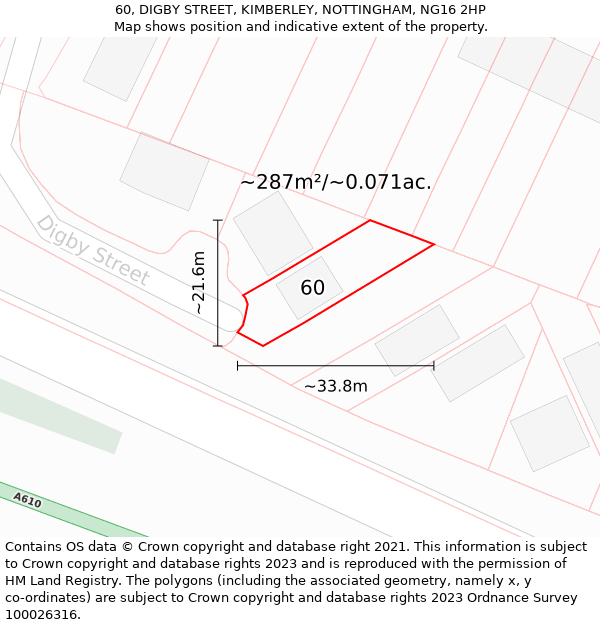 60, DIGBY STREET, KIMBERLEY, NOTTINGHAM, NG16 2HP: Plot and title map