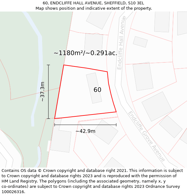 60, ENDCLIFFE HALL AVENUE, SHEFFIELD, S10 3EL: Plot and title map
