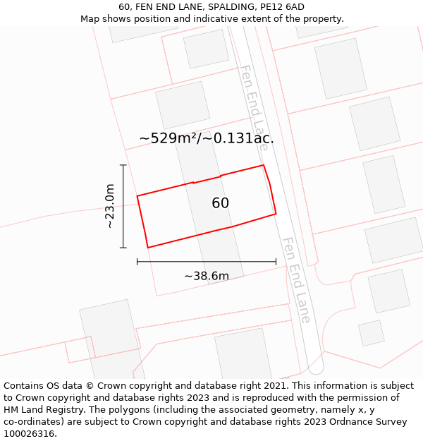 60, FEN END LANE, SPALDING, PE12 6AD: Plot and title map