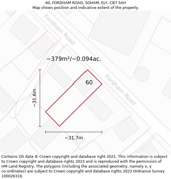 60, FORDHAM ROAD, SOHAM, ELY, CB7 5AH: Plot and title map