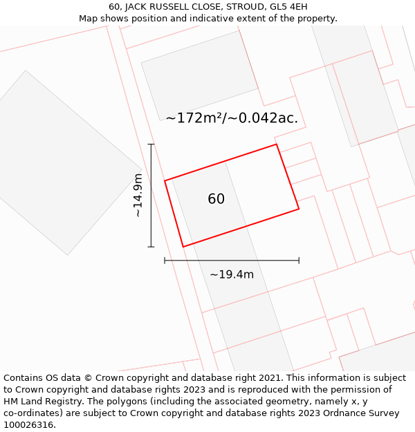 60, JACK RUSSELL CLOSE, STROUD, GL5 4EH: Plot and title map