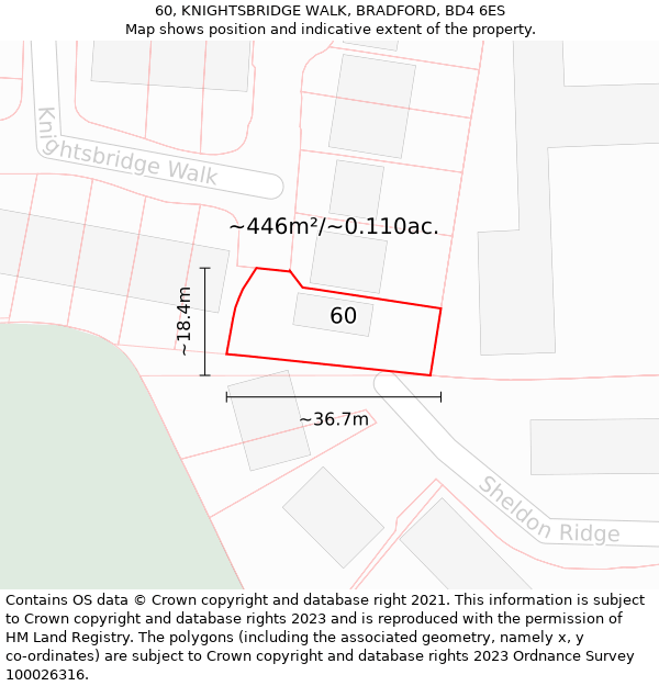 60, KNIGHTSBRIDGE WALK, BRADFORD, BD4 6ES: Plot and title map