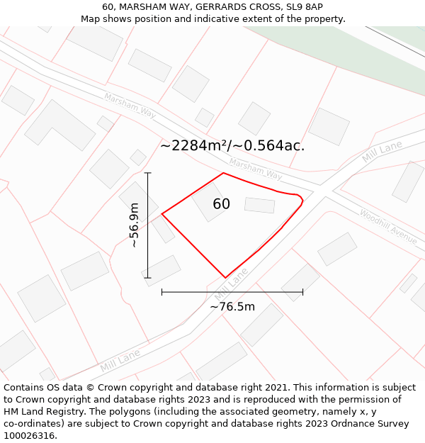 60, MARSHAM WAY, GERRARDS CROSS, SL9 8AP: Plot and title map