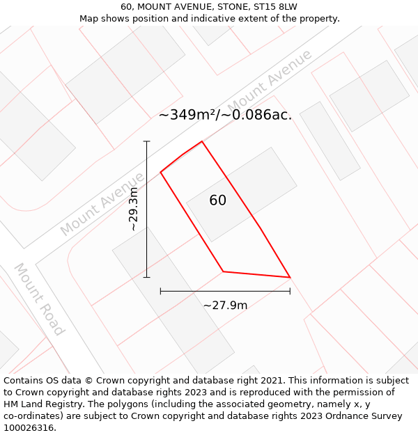 60, MOUNT AVENUE, STONE, ST15 8LW: Plot and title map