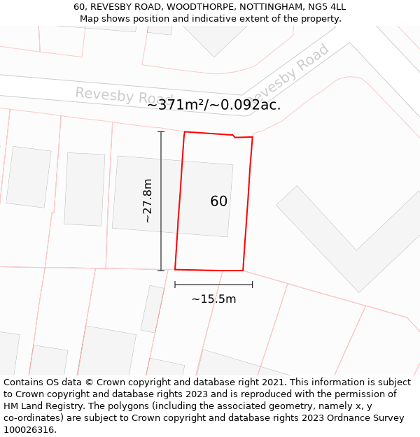 60, REVESBY ROAD, WOODTHORPE, NOTTINGHAM, NG5 4LL: Plot and title map