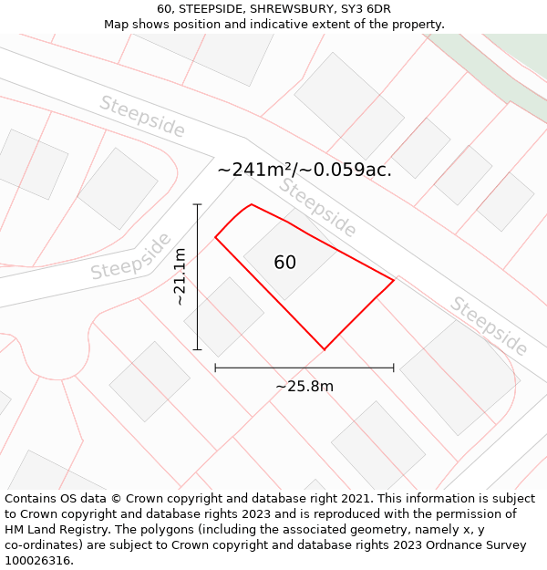 60, STEEPSIDE, SHREWSBURY, SY3 6DR: Plot and title map