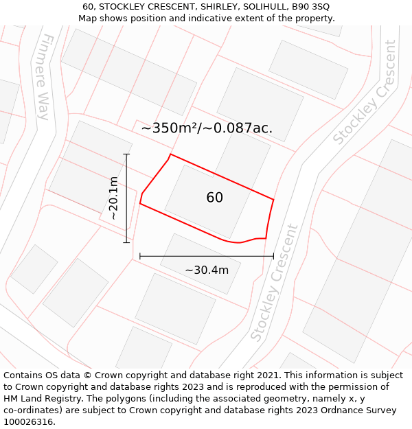 60, STOCKLEY CRESCENT, SHIRLEY, SOLIHULL, B90 3SQ: Plot and title map