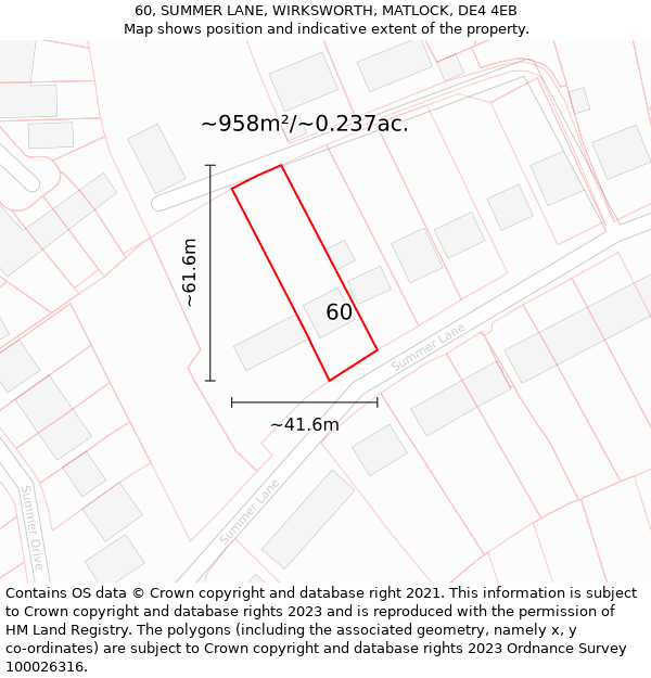 60, SUMMER LANE, WIRKSWORTH, MATLOCK, DE4 4EB: Plot and title map