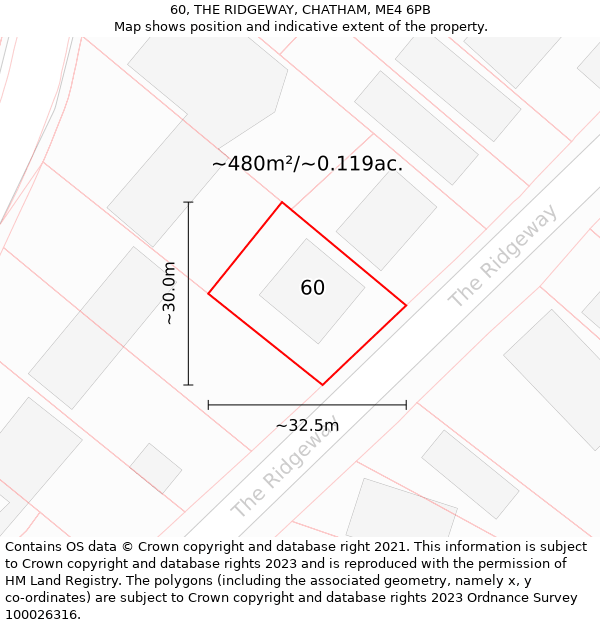 60, THE RIDGEWAY, CHATHAM, ME4 6PB: Plot and title map