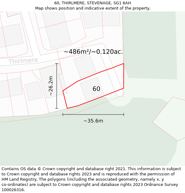 60, THIRLMERE, STEVENAGE, SG1 6AH: Plot and title map