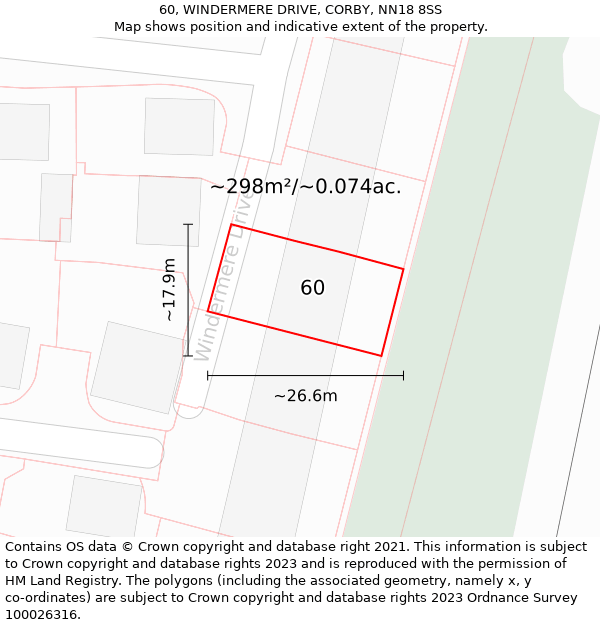 60, WINDERMERE DRIVE, CORBY, NN18 8SS: Plot and title map