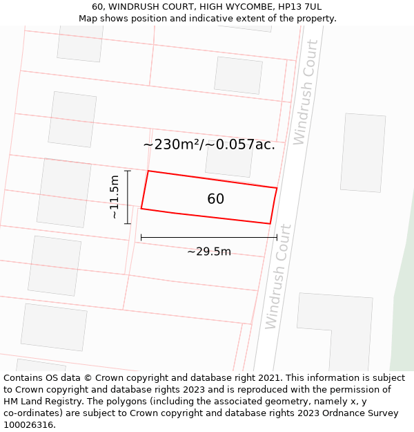 60, WINDRUSH COURT, HIGH WYCOMBE, HP13 7UL: Plot and title map