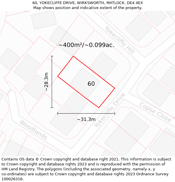 60, YOKECLIFFE DRIVE, WIRKSWORTH, MATLOCK, DE4 4EX: Plot and title map