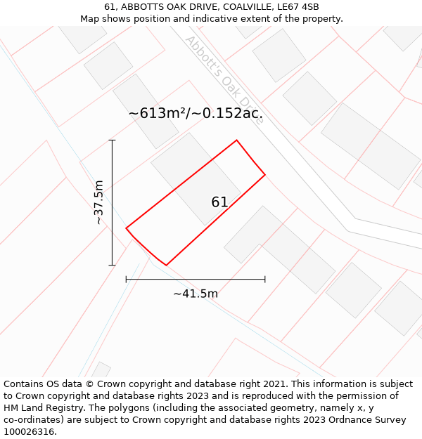 61, ABBOTTS OAK DRIVE, COALVILLE, LE67 4SB: Plot and title map