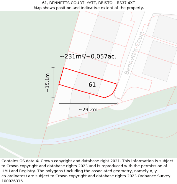 61, BENNETTS COURT, YATE, BRISTOL, BS37 4XT: Plot and title map