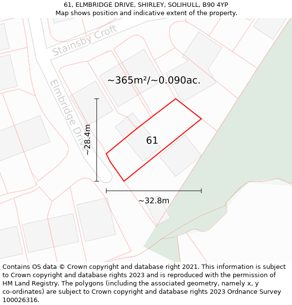 61, ELMBRIDGE DRIVE, SHIRLEY, SOLIHULL, B90 4YP: Plot and title map