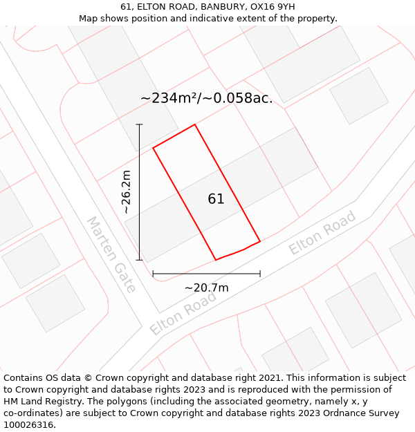 61, ELTON ROAD, BANBURY, OX16 9YH: Plot and title map