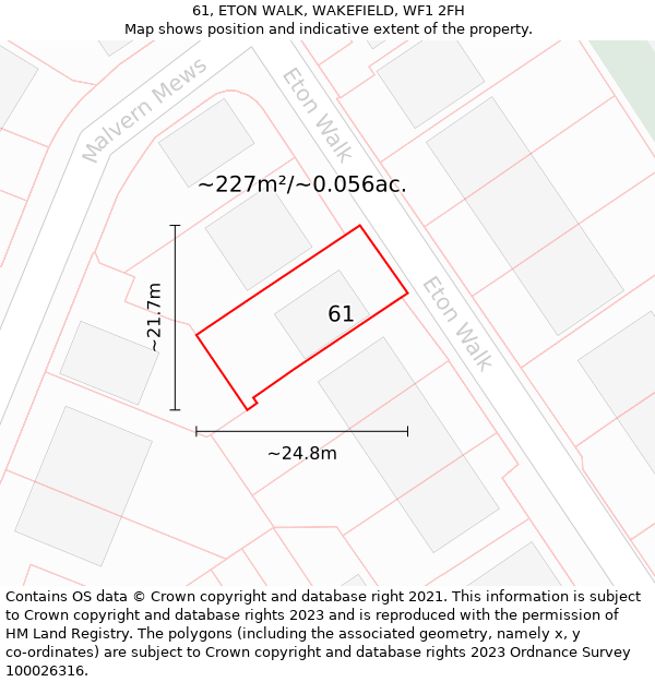 61, ETON WALK, WAKEFIELD, WF1 2FH: Plot and title map