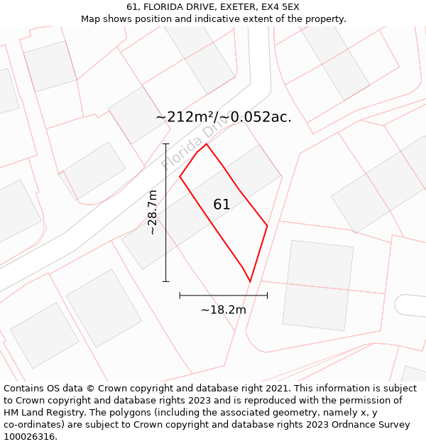 61, FLORIDA DRIVE, EXETER, EX4 5EX: Plot and title map