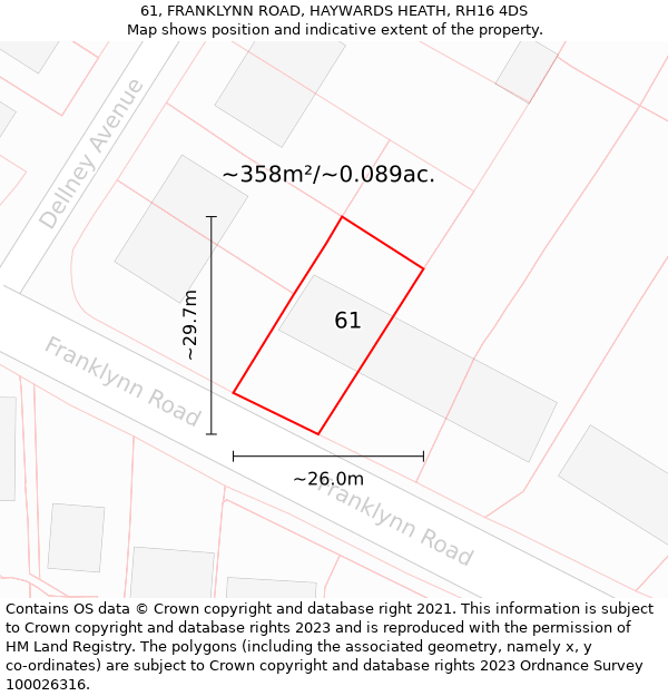 61, FRANKLYNN ROAD, HAYWARDS HEATH, RH16 4DS: Plot and title map