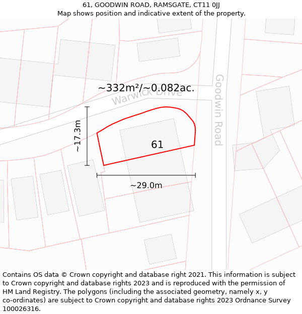 61, GOODWIN ROAD, RAMSGATE, CT11 0JJ: Plot and title map