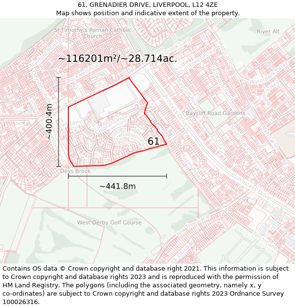 61, GRENADIER DRIVE, LIVERPOOL, L12 4ZE: Plot and title map