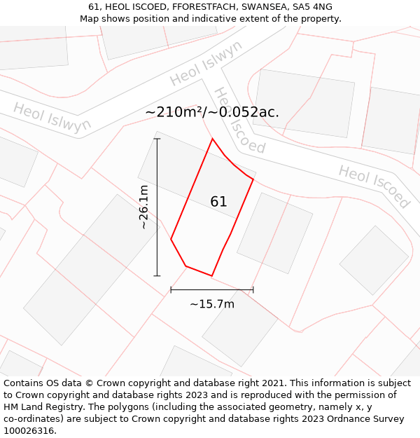 61, HEOL ISCOED, FFORESTFACH, SWANSEA, SA5 4NG: Plot and title map