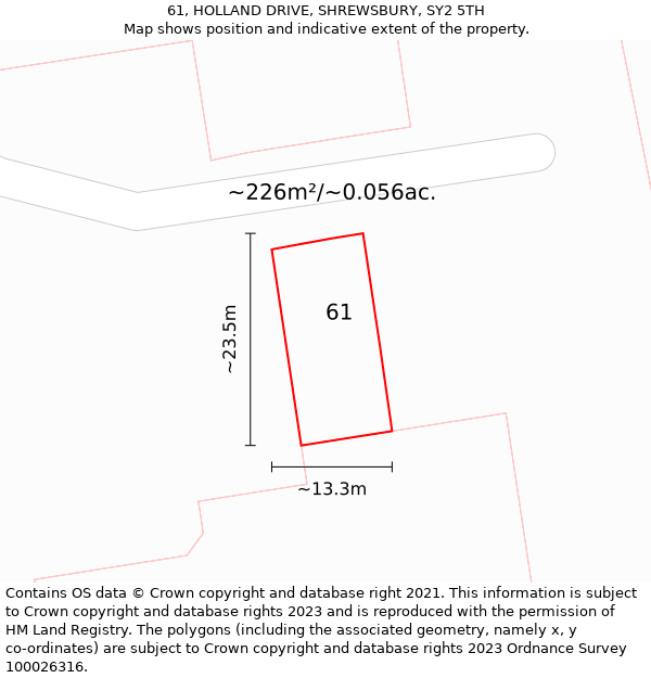 61, HOLLAND DRIVE, SHREWSBURY, SY2 5TH: Plot and title map