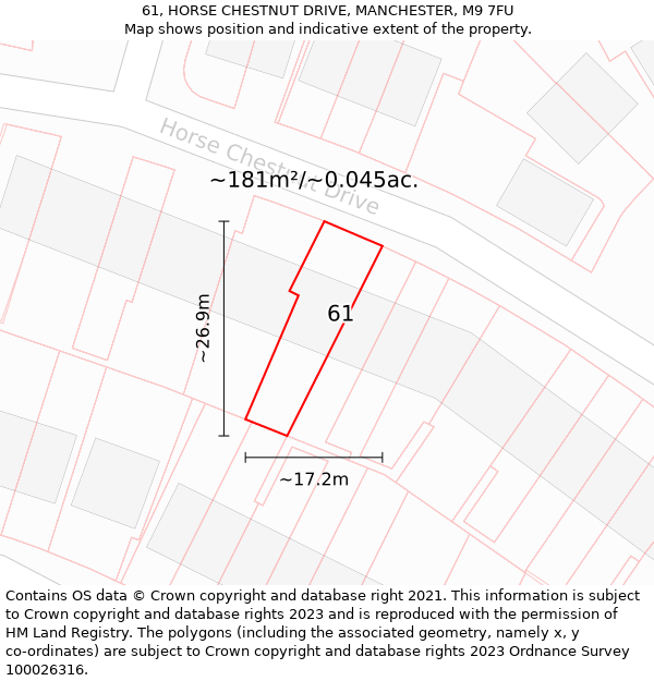 61, HORSE CHESTNUT DRIVE, MANCHESTER, M9 7FU: Plot and title map