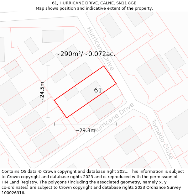 61, HURRICANE DRIVE, CALNE, SN11 8GB: Plot and title map