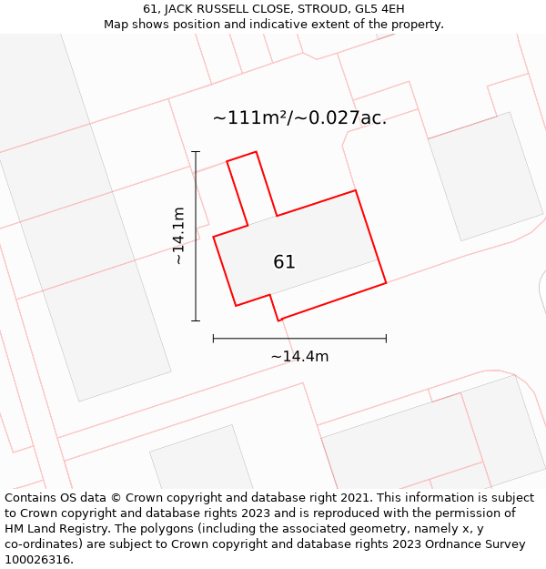 61, JACK RUSSELL CLOSE, STROUD, GL5 4EH: Plot and title map