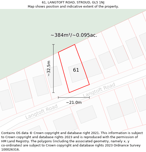 61, LANGTOFT ROAD, STROUD, GL5 1NJ: Plot and title map