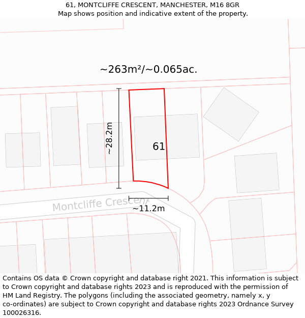 61, MONTCLIFFE CRESCENT, MANCHESTER, M16 8GR: Plot and title map