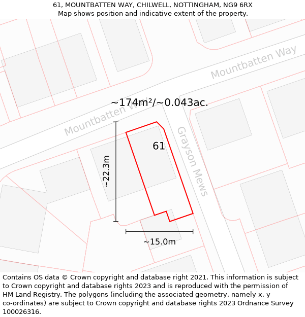 61, MOUNTBATTEN WAY, CHILWELL, NOTTINGHAM, NG9 6RX: Plot and title map