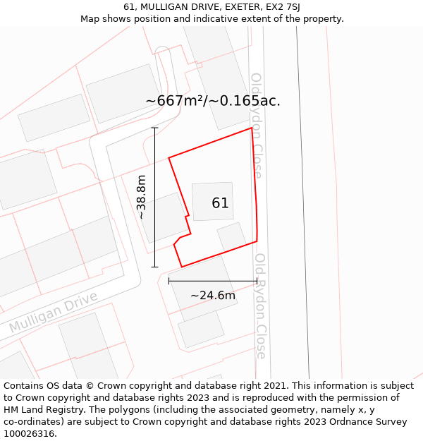 61, MULLIGAN DRIVE, EXETER, EX2 7SJ: Plot and title map