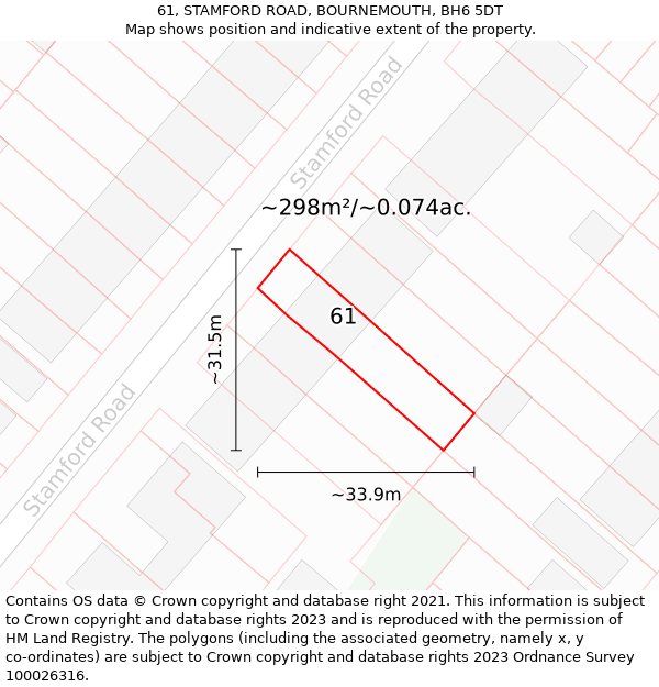 61, STAMFORD ROAD, BOURNEMOUTH, BH6 5DT: Plot and title map