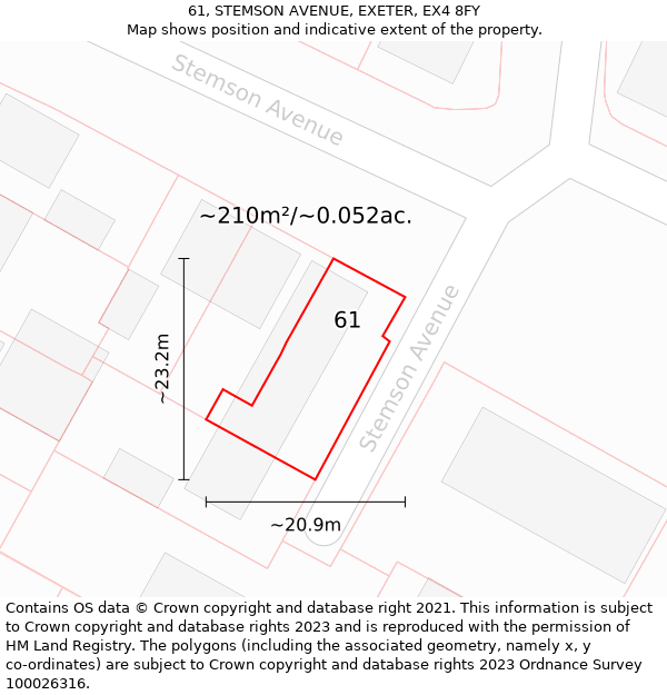 61, STEMSON AVENUE, EXETER, EX4 8FY: Plot and title map