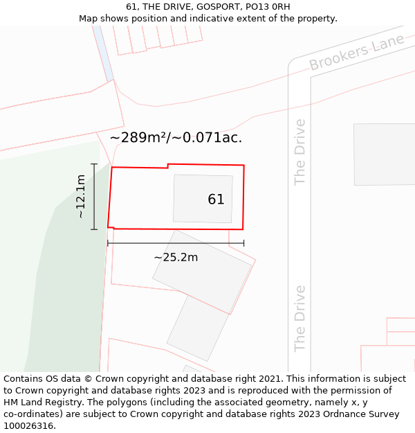 61, THE DRIVE, GOSPORT, PO13 0RH: Plot and title map