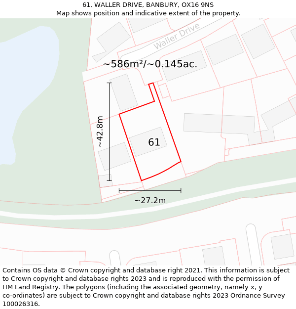 61, WALLER DRIVE, BANBURY, OX16 9NS: Plot and title map